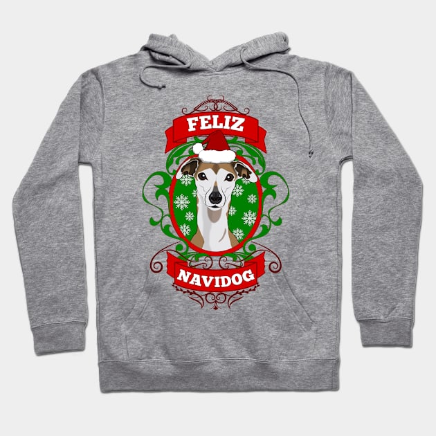 Feliz Navidog Christmas Puppy Santa Hat Hoodie by RongWay